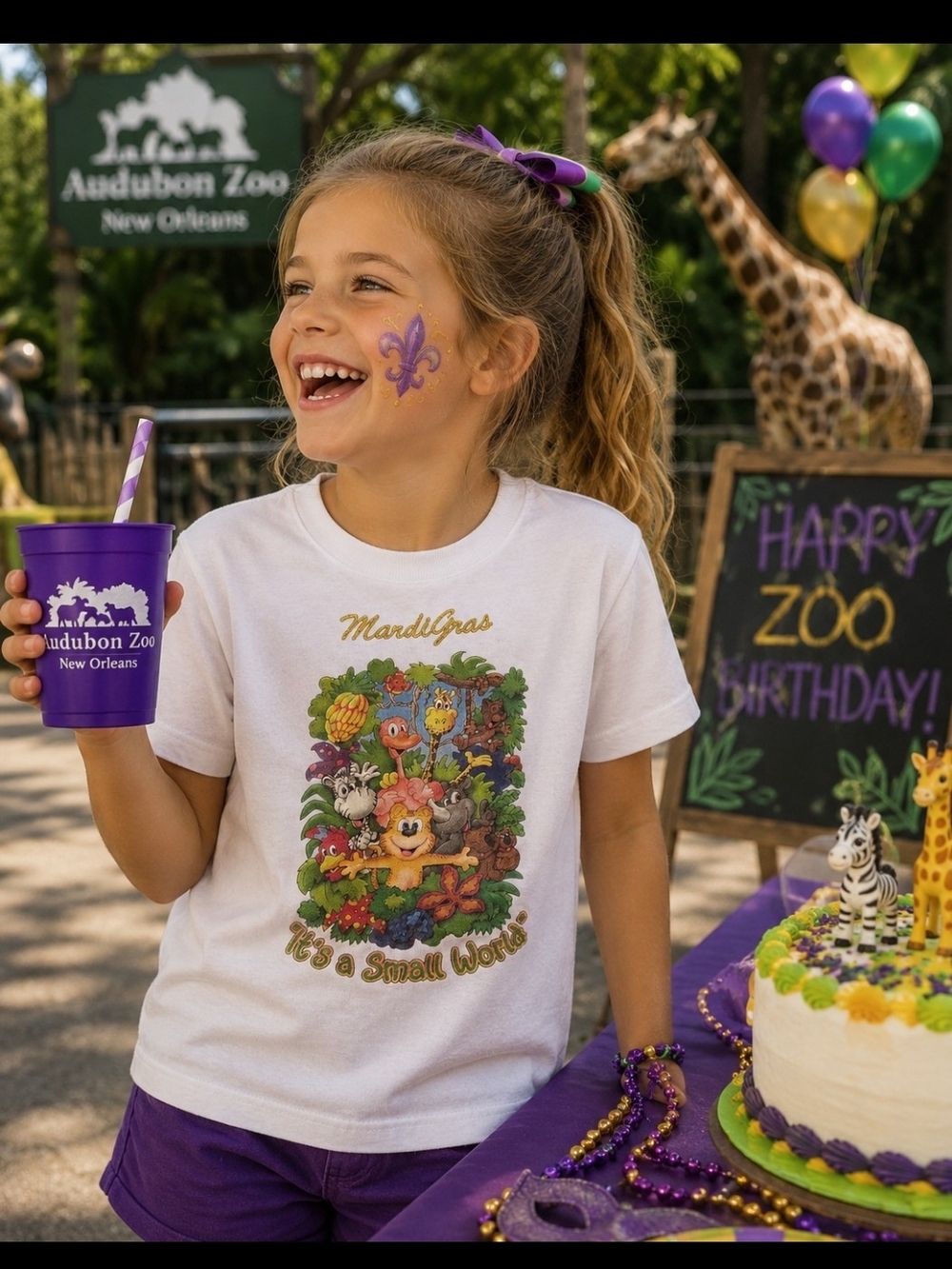 Vintage Mardi Gras "It's a Small World" Kids Graphic T-Shirt | Size 10/12